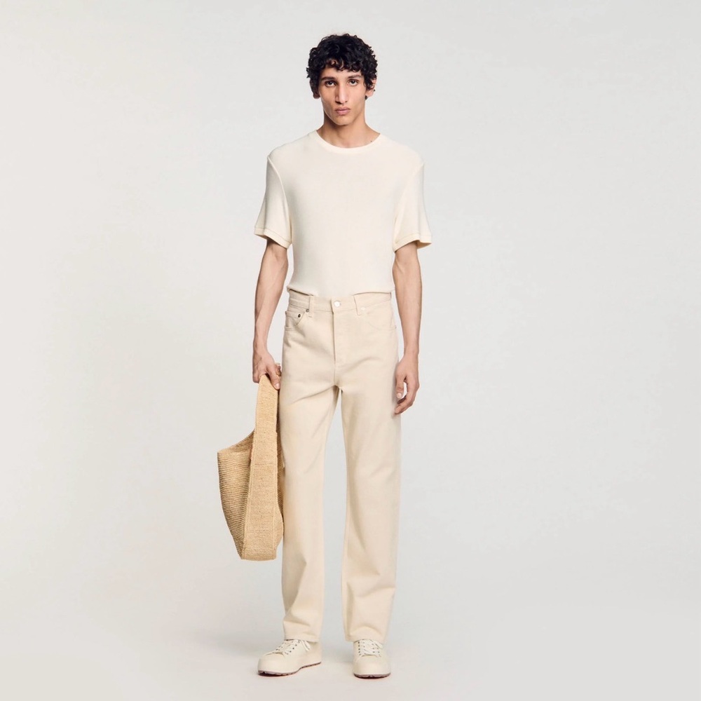 Sandro Men's Straight Jeans in Cream